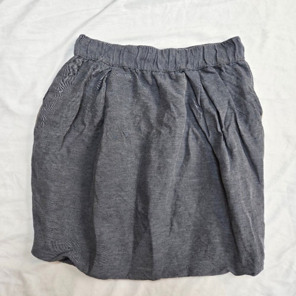 Proenza Schouler Gray Blue Heathered Linen Lined Elastic Waist Mini Skirt